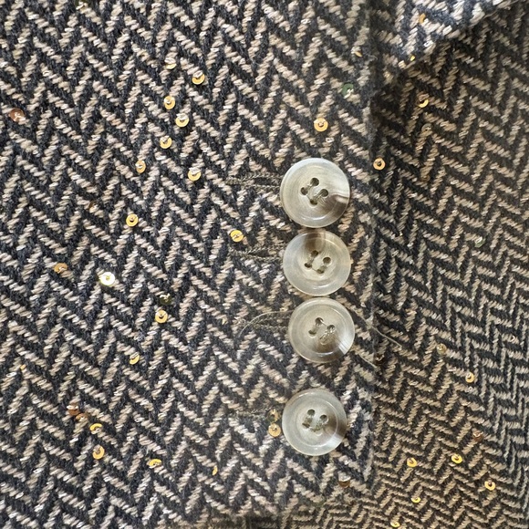 Sandro | Paule Herringbone Blazer With Sequins brown brand size 2 (medium) - Picture 8 of 12